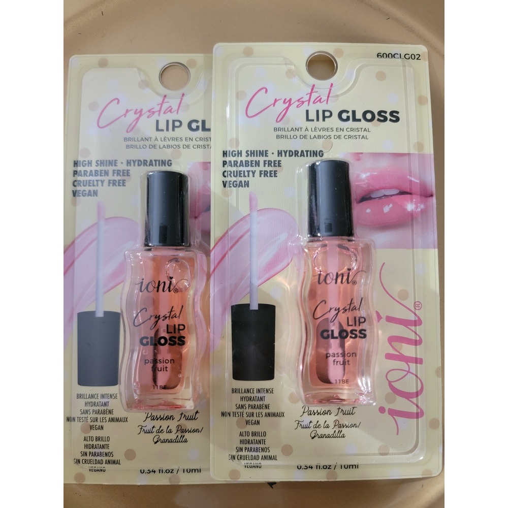 2pk ioni Crystal Lip Gloss‎ Passion Fruit High Shine Hydrating Vegan 600CLG02